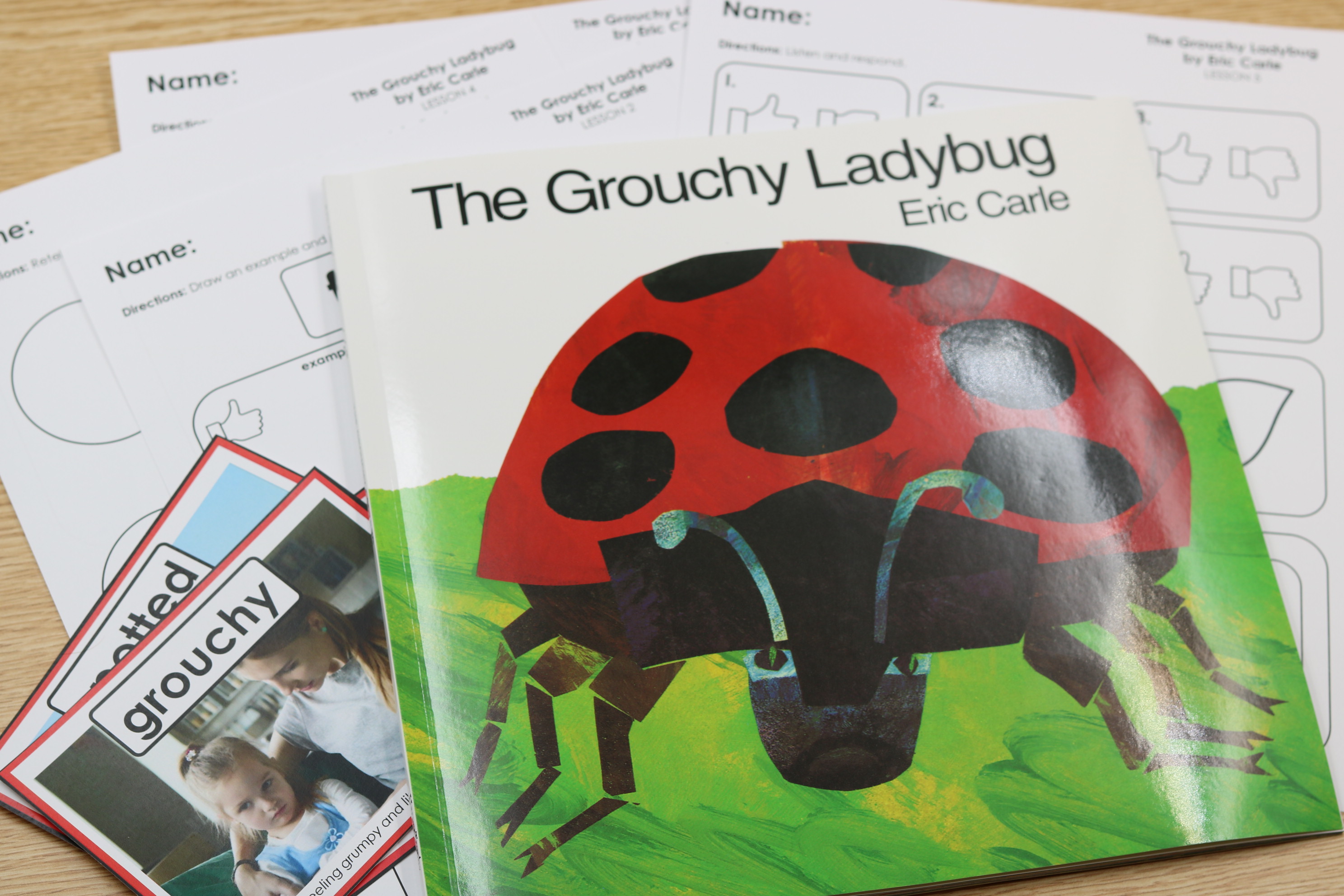 Grouchy Ladybug digital slides for listening comprehension and vocabulary instruction