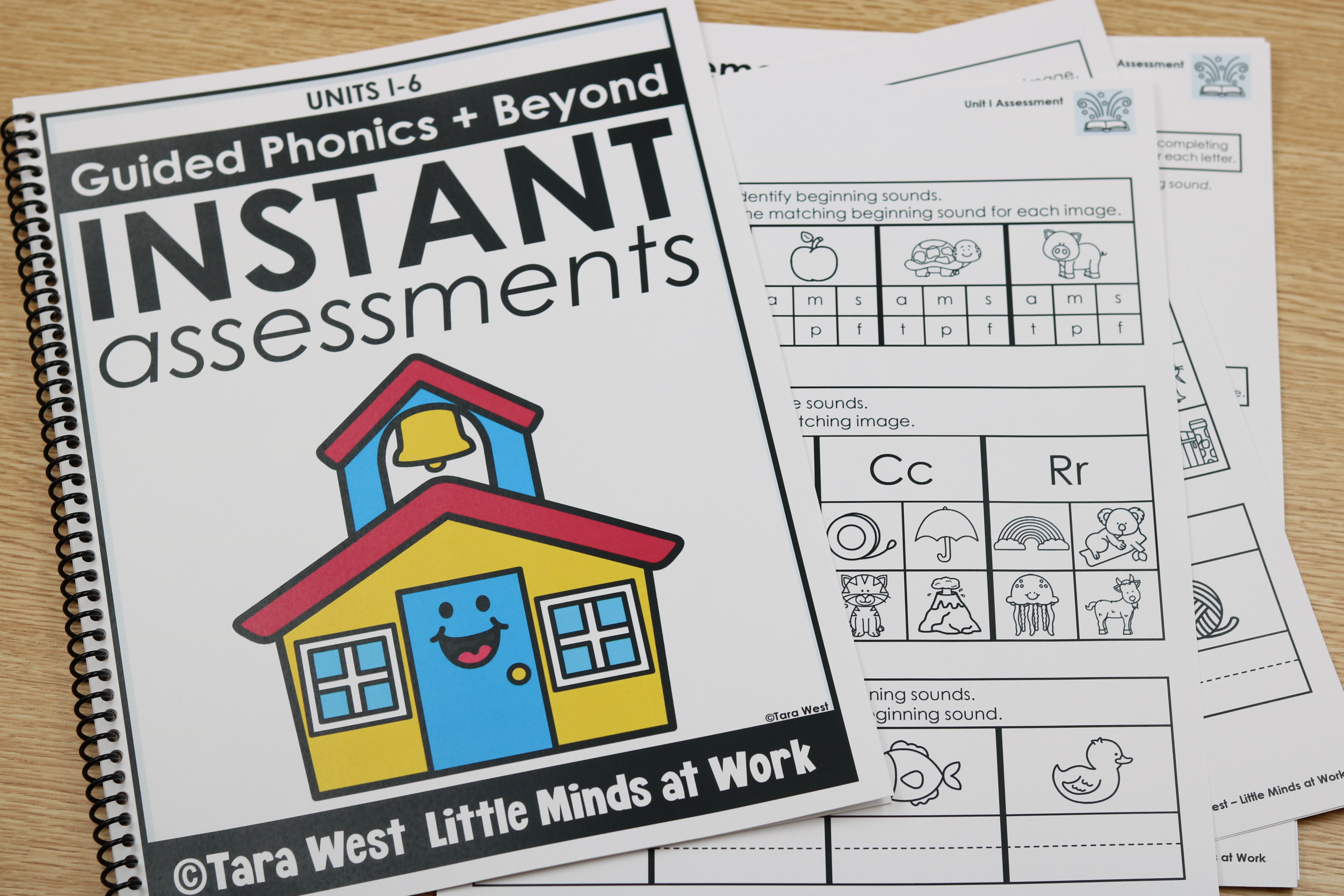 Printable phonics assessments covering ABCs, CVC, digraphs, CVCE, blends, and vowel variants