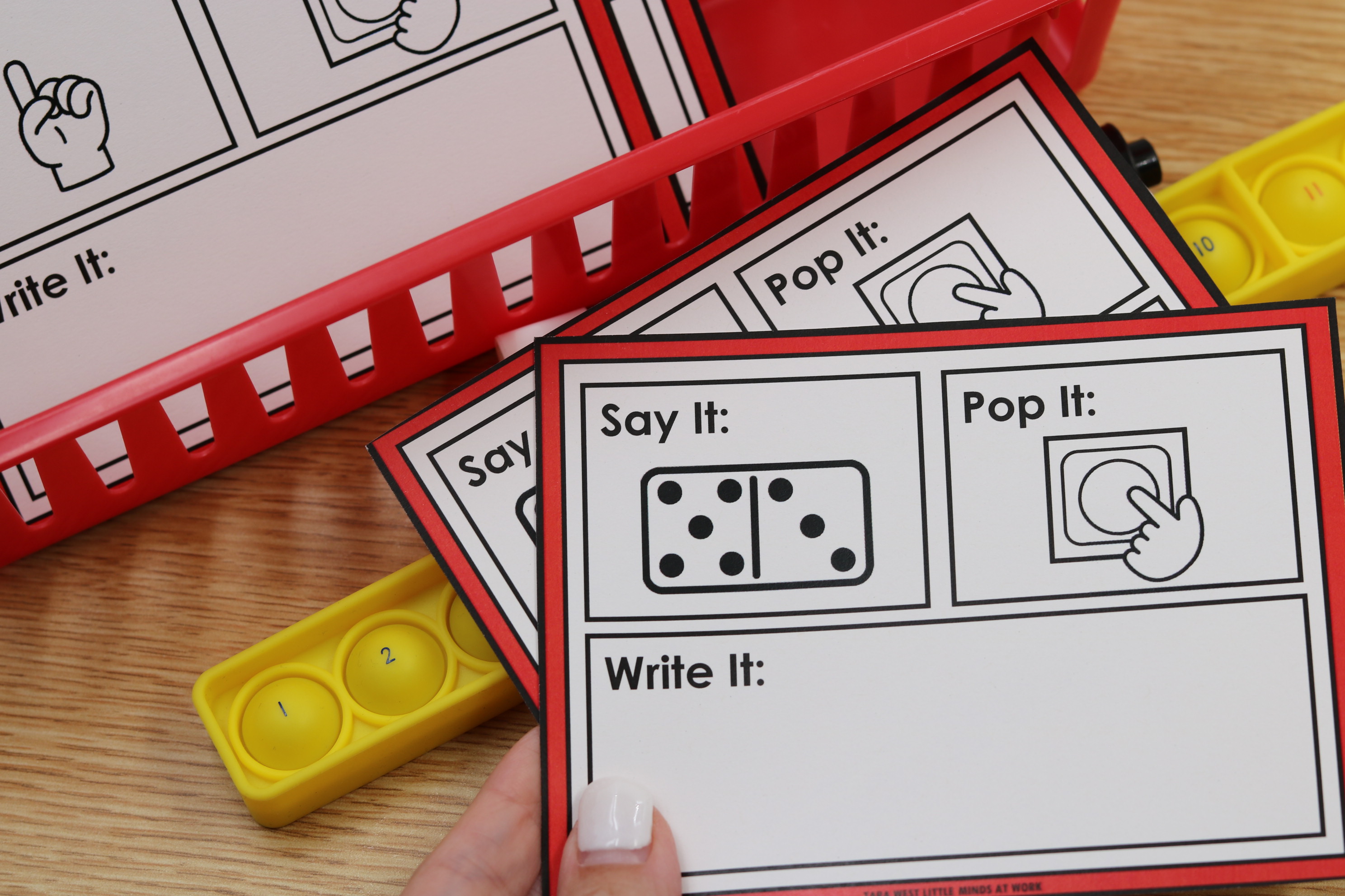 Math Numbers Say It, Pop It, Write It cards for number sense practice