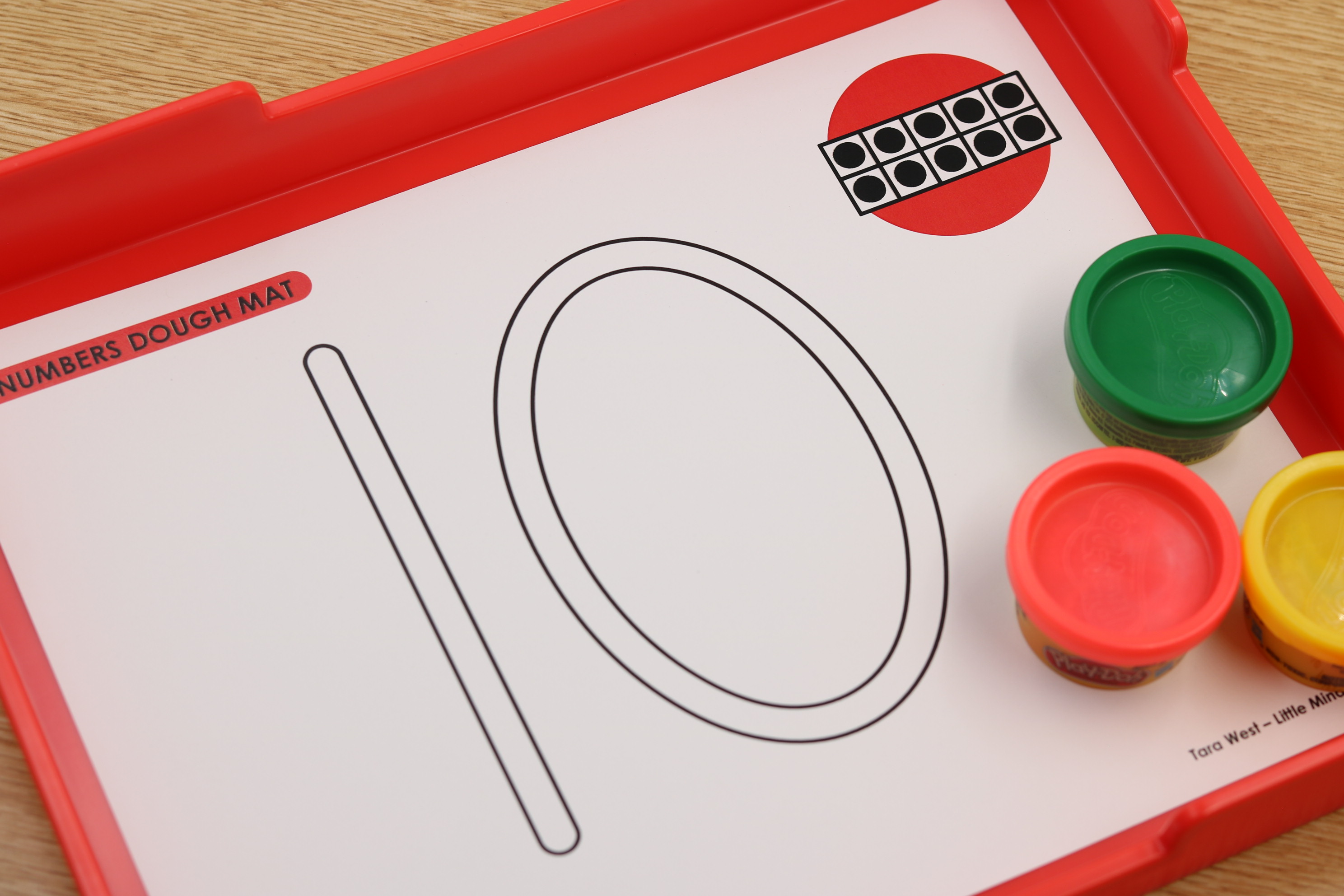 Math Numbers Dough Mats for numbers 0–20 with ten frames and tracing strokes