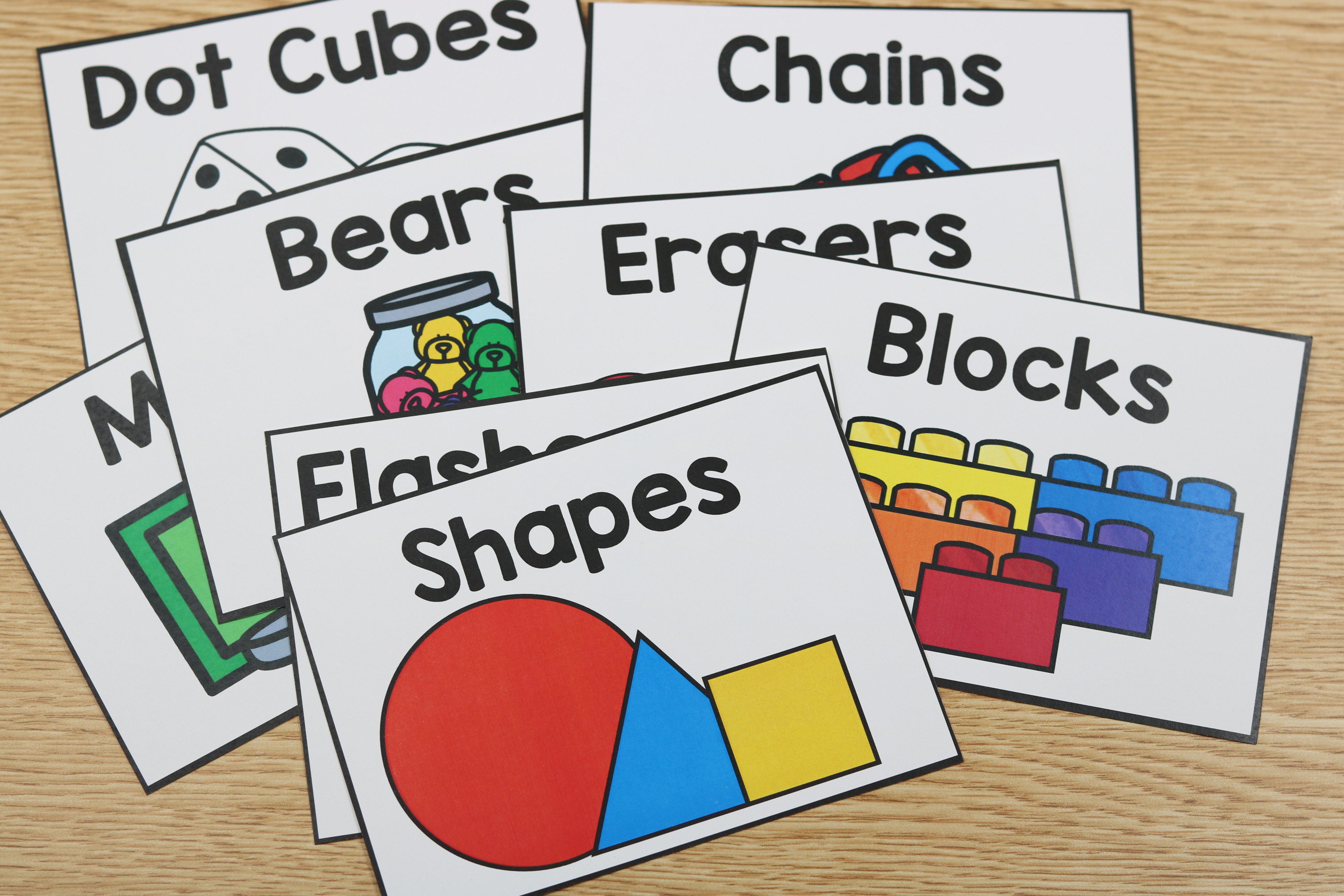 Free math labels for classroom manipulatives and supplies