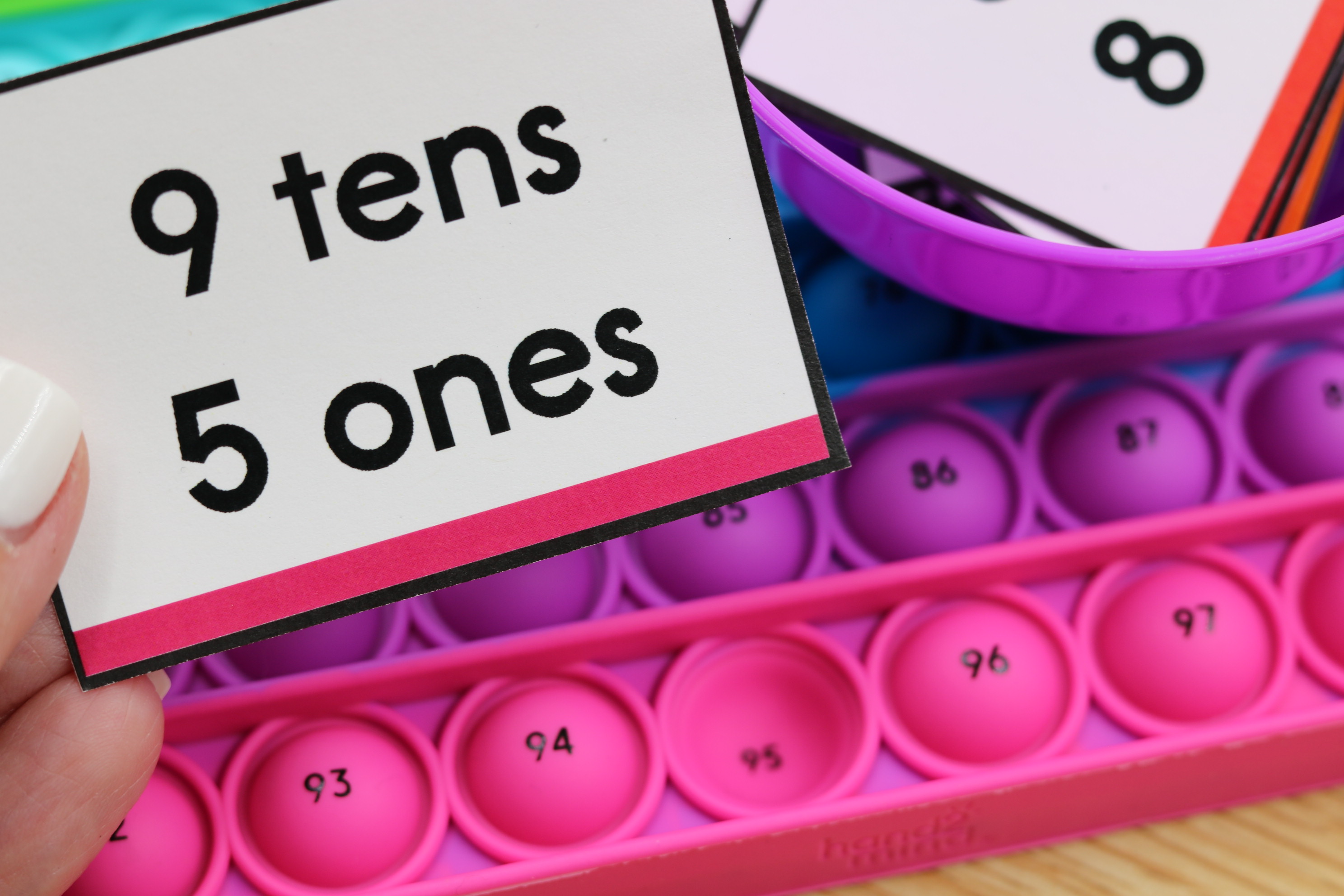 Hands-on place value practice with Pop It math cards