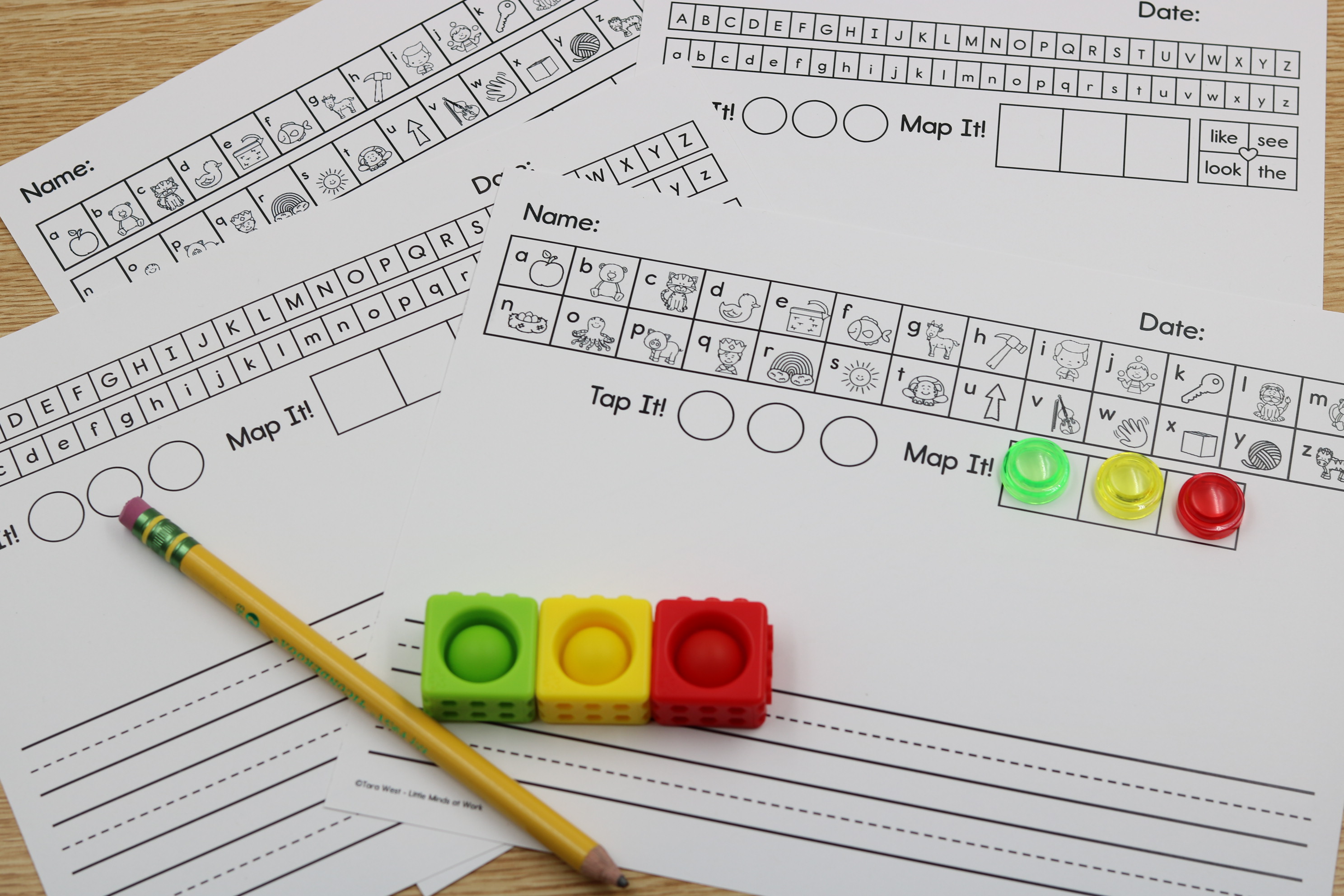 Free Tap It! Map It! writing paper with sound mapping boxes for early writers
