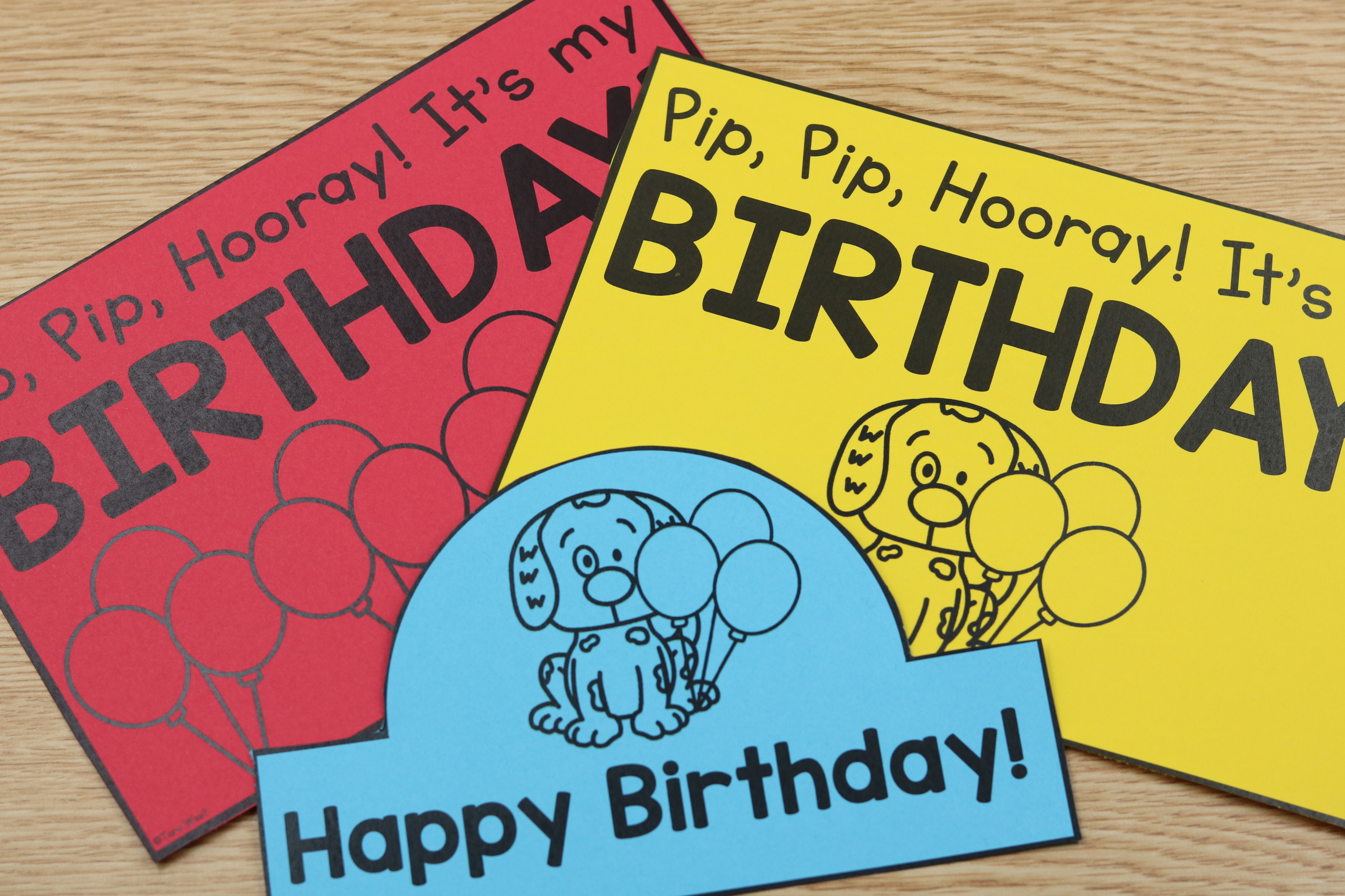 Free Pip the Pup birthday crowns and certificates for classroom celebrations