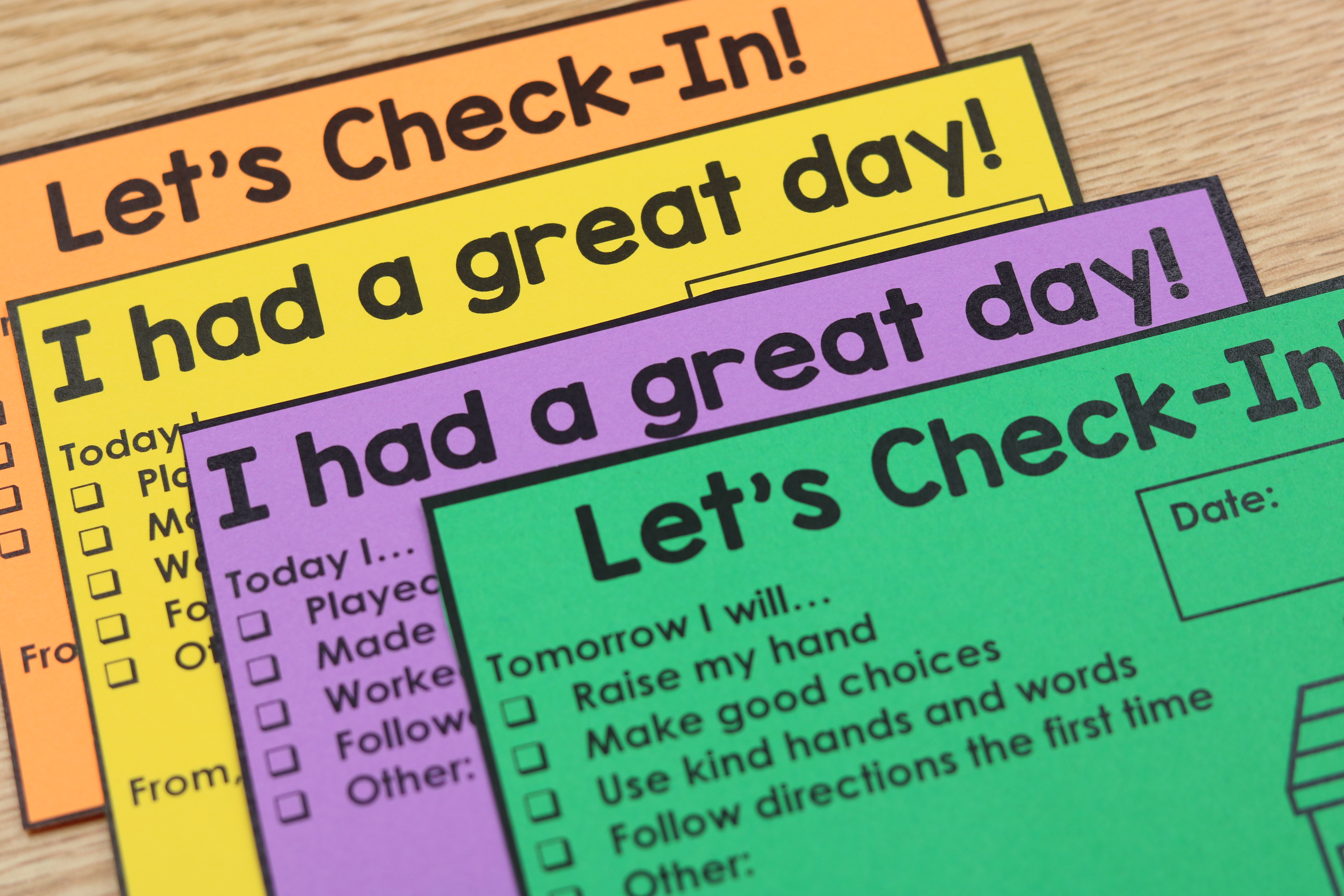 Printable parent check-in notes with positive behavior checkboxes