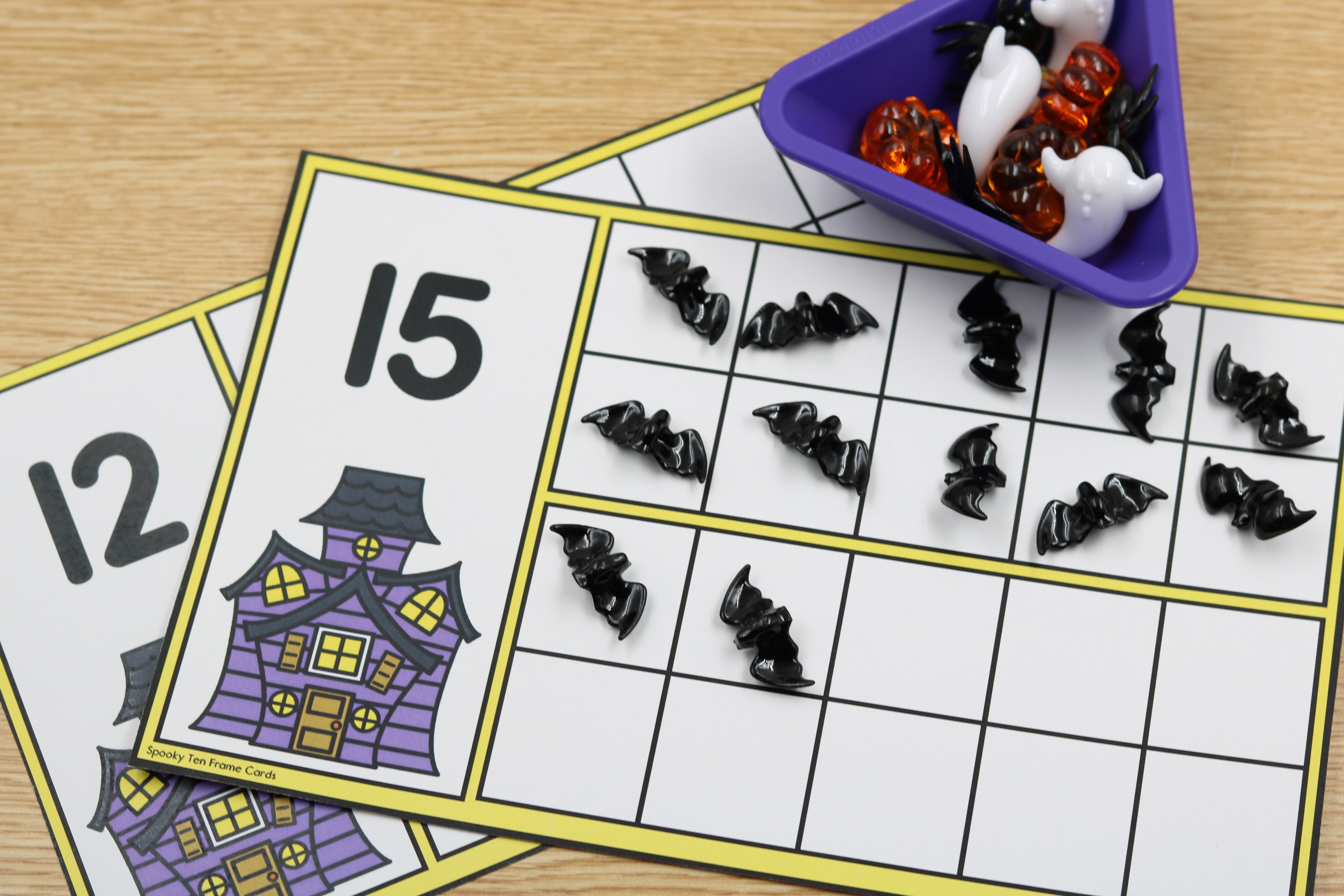 Free October bat ten frame builder math activity for numbers 1–20