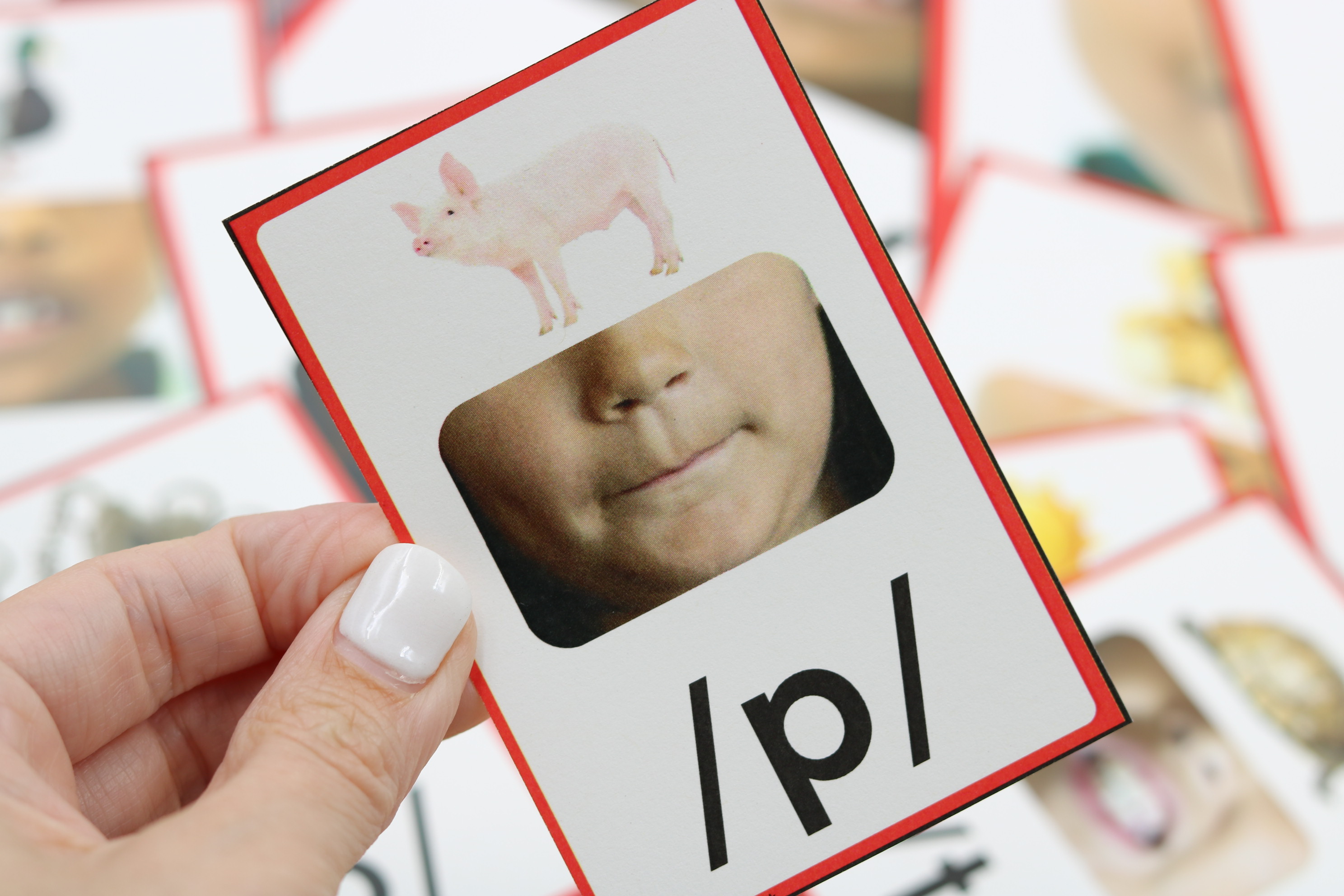 Free phonics sound cards with realistic photos and mouth formation visuals