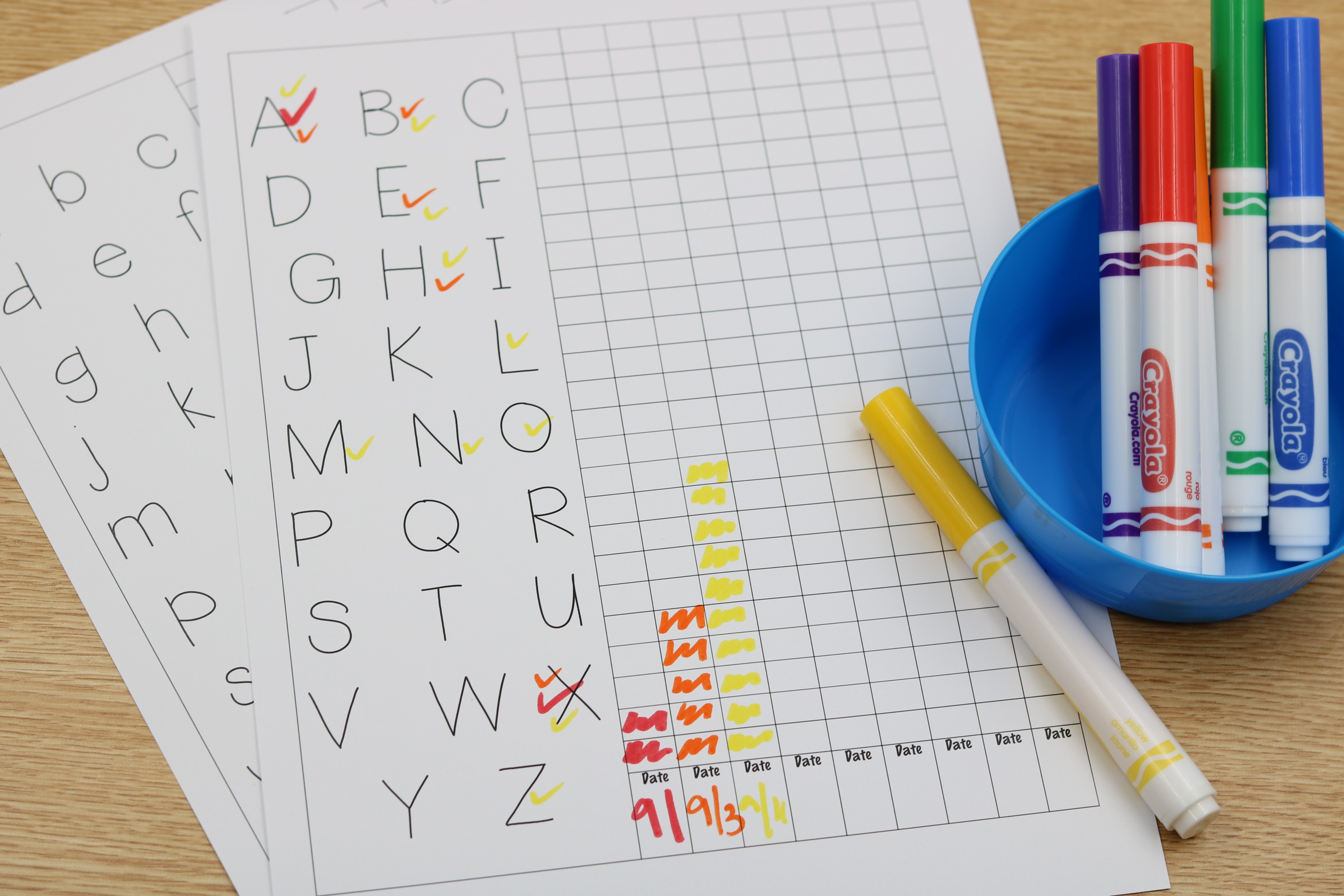 Free phonics-based letter graph assessment for alphabet tracking