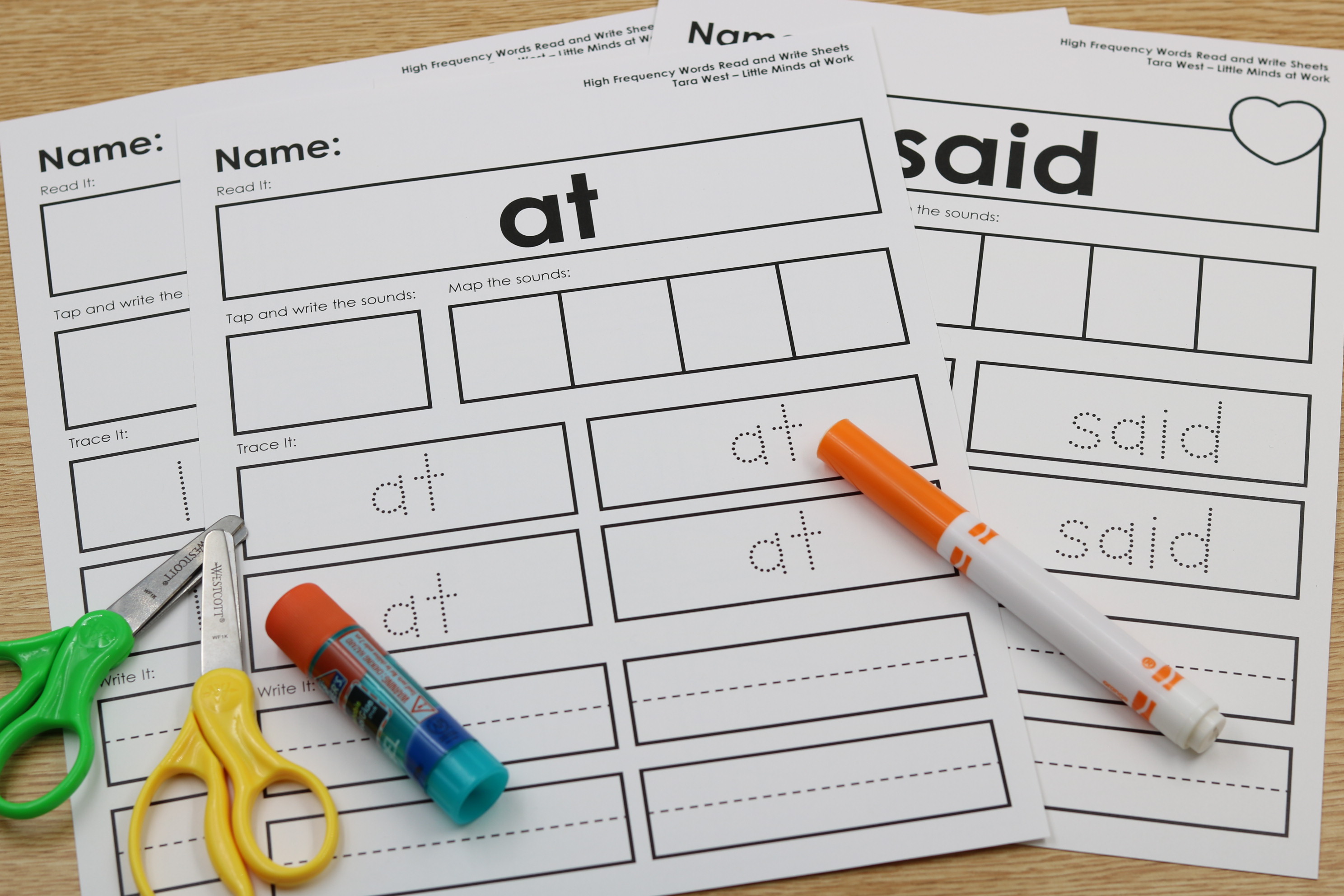 Free high frequency words read it, tap it, map it, trace it, write it worksheets for phonics practice