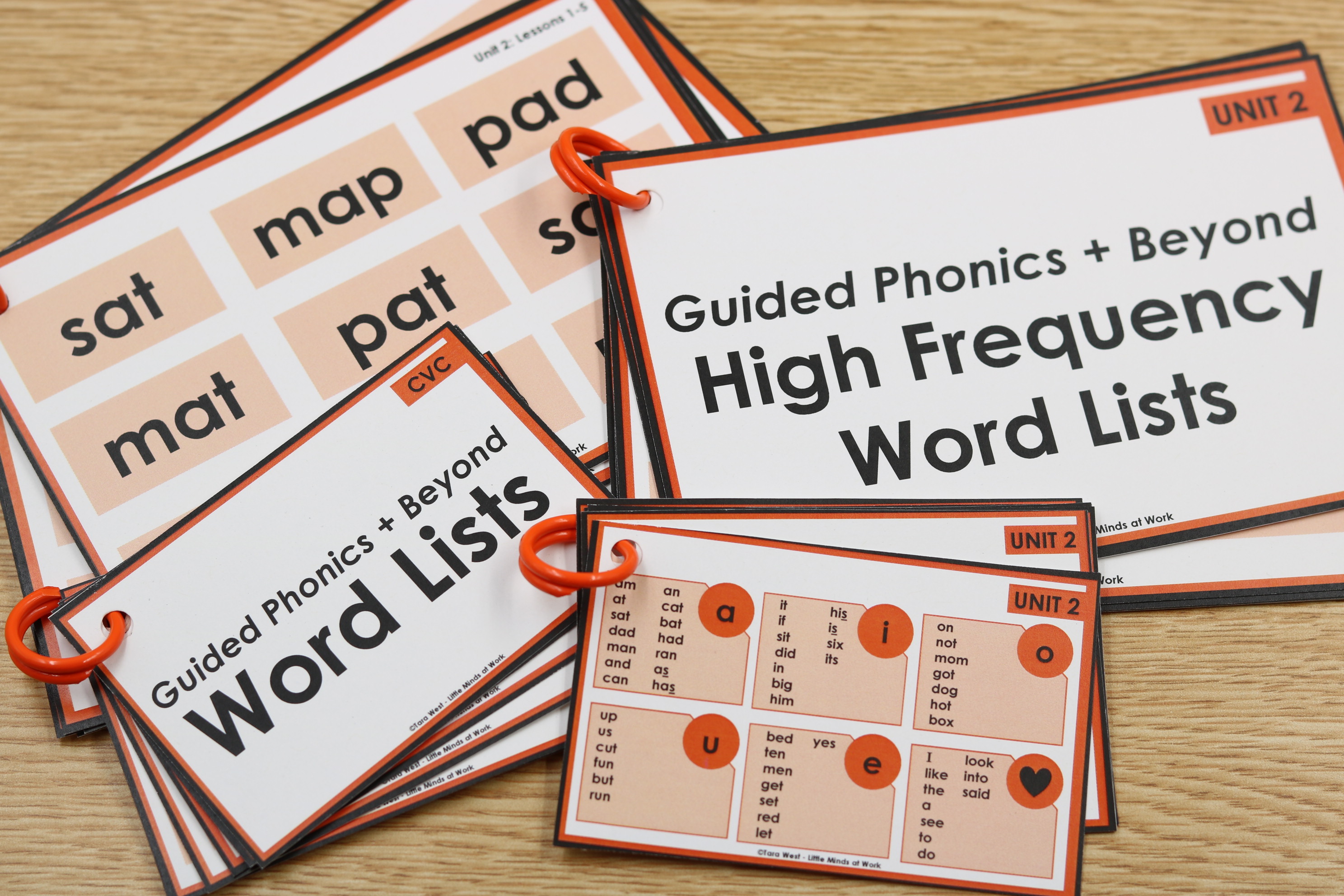 Free CVC resource rings with heart words and decodable phonics words