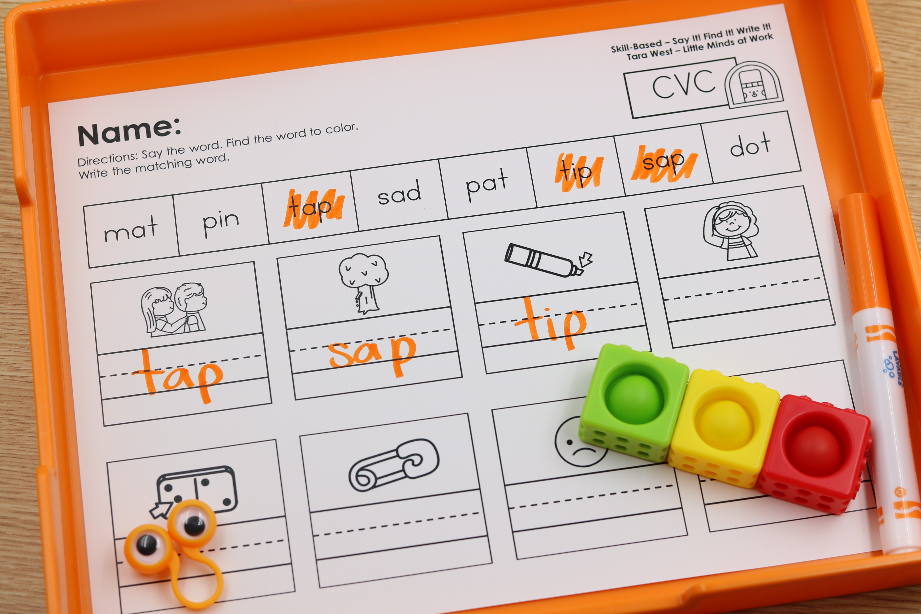 Free CVC word phonics practice worksheets