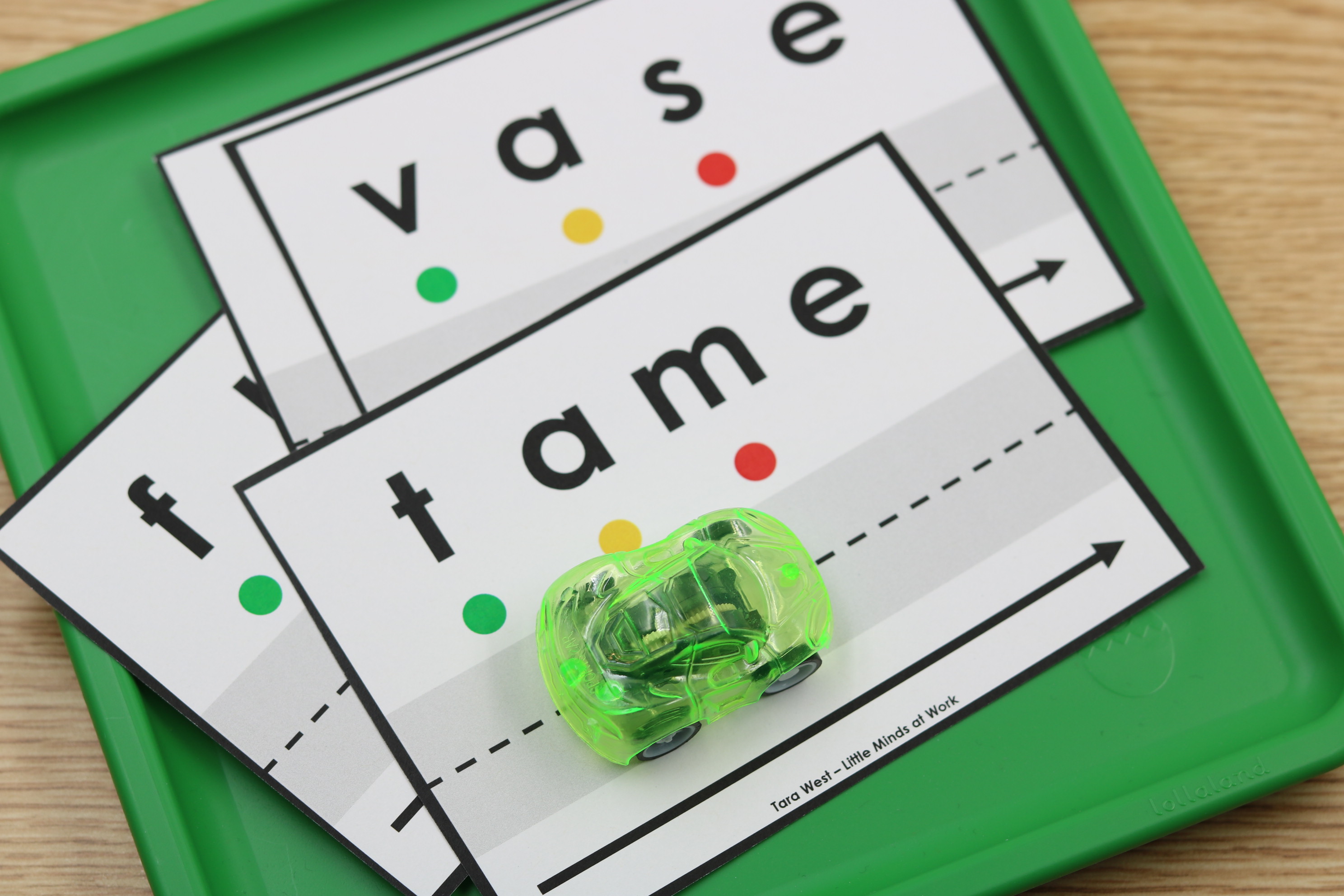 Close up picture of drive the sound free cvce science of reading center.