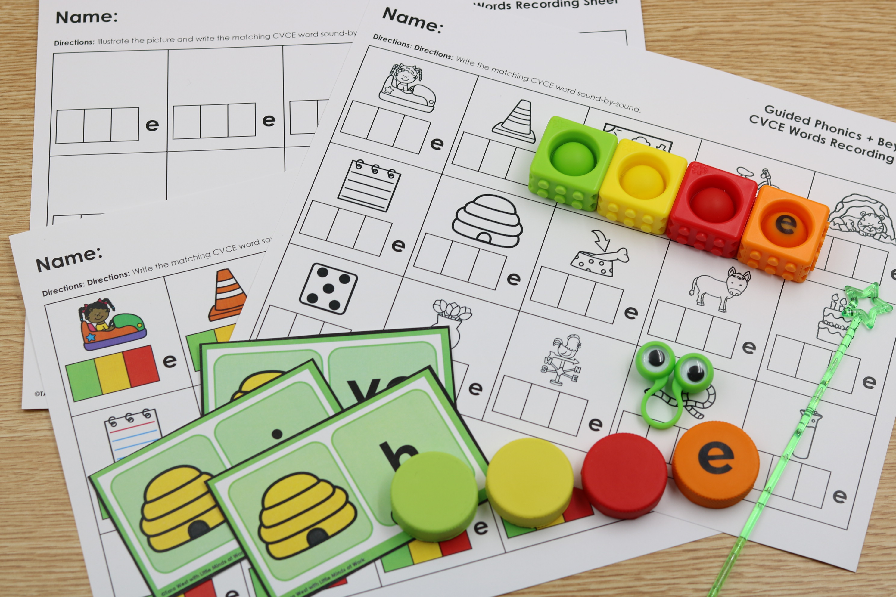 CVCE sound identification cards for phonemic awareness practice