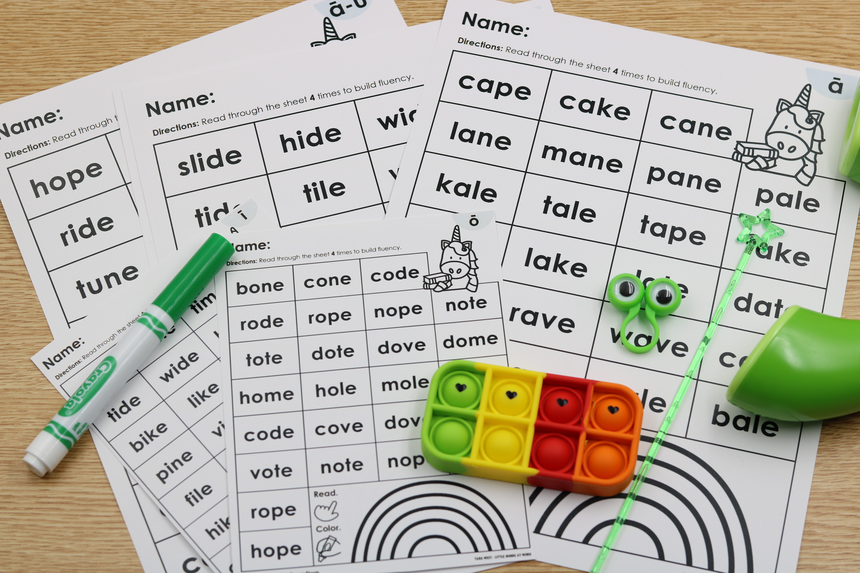 CVCE sound manipulation fluency sheets for phonics and reading practice