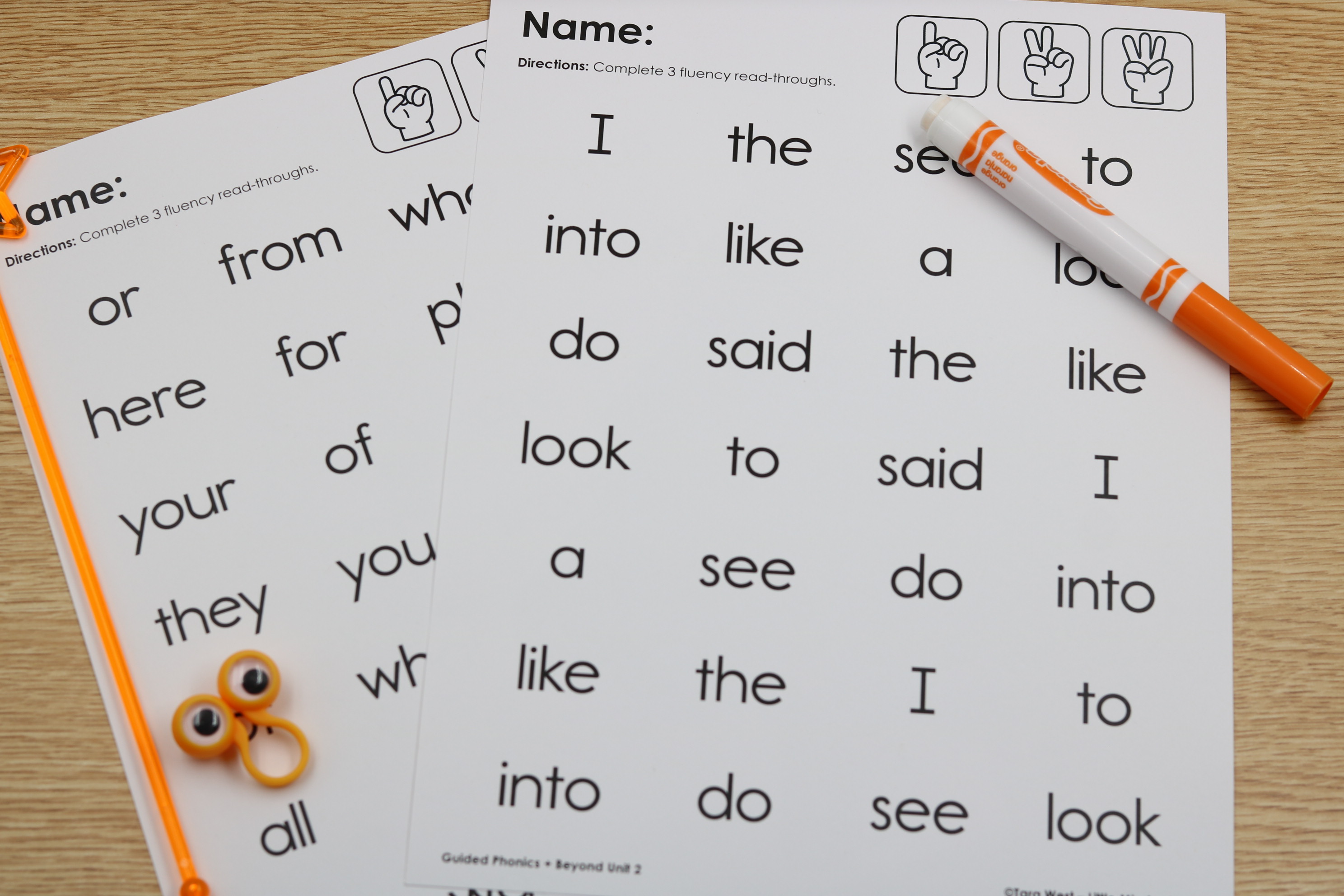 Free high-frequency word fluency drills for early readers