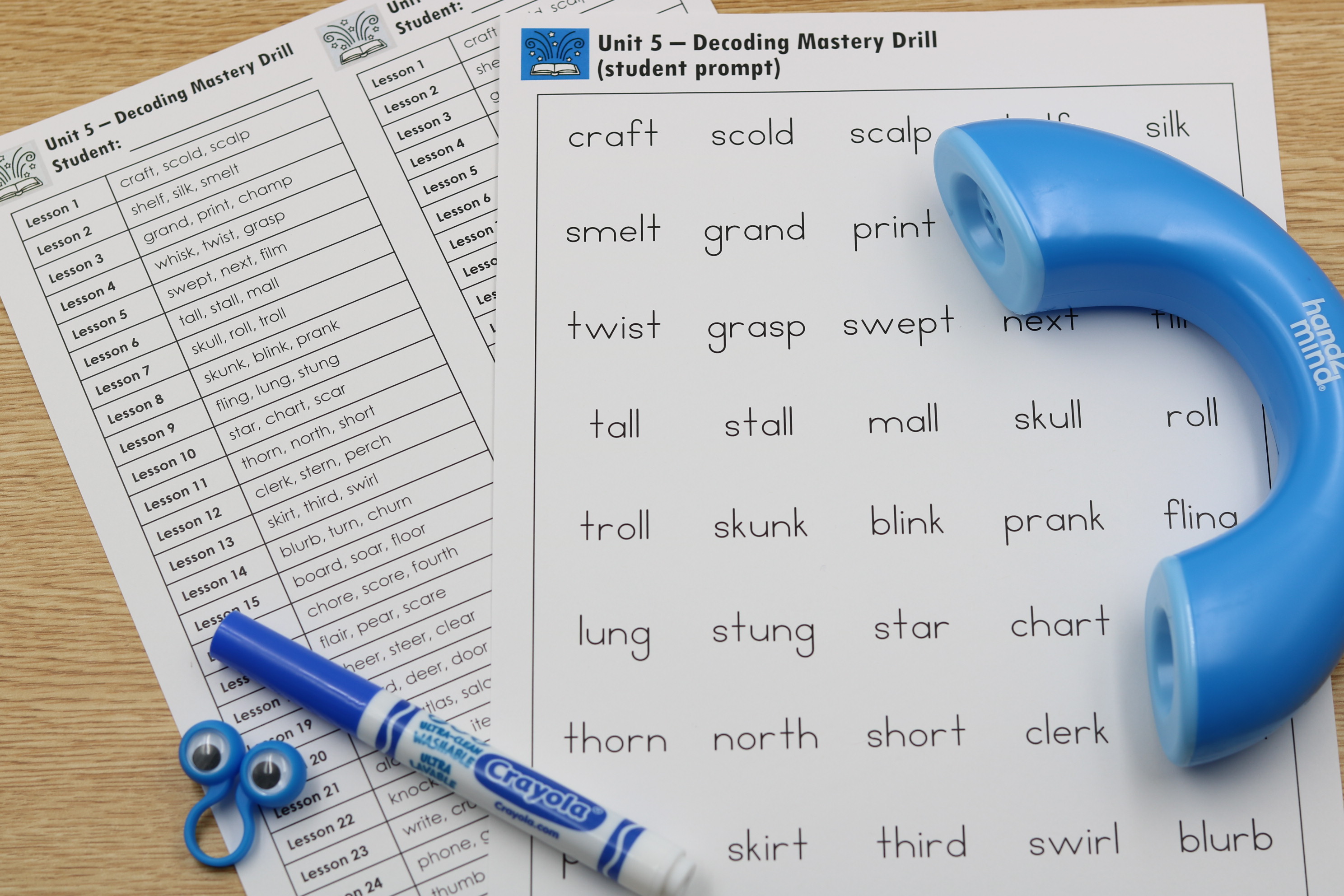 CVCC and r-controlled decoding fluency drills