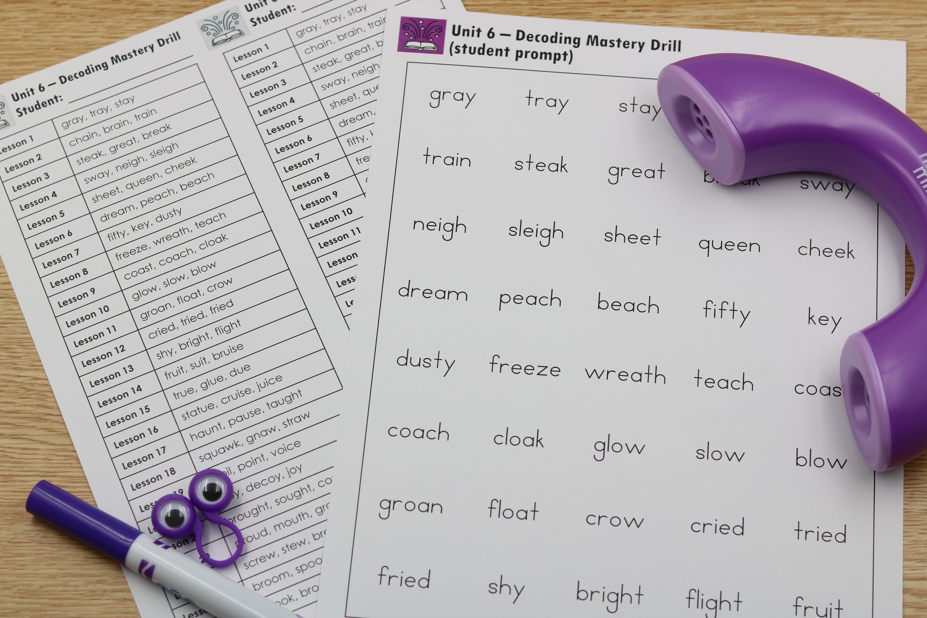 Vowel Variants decoding fluency drills